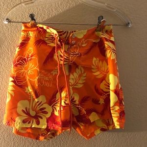 Cute Orange and yellow Hawaiian shorts